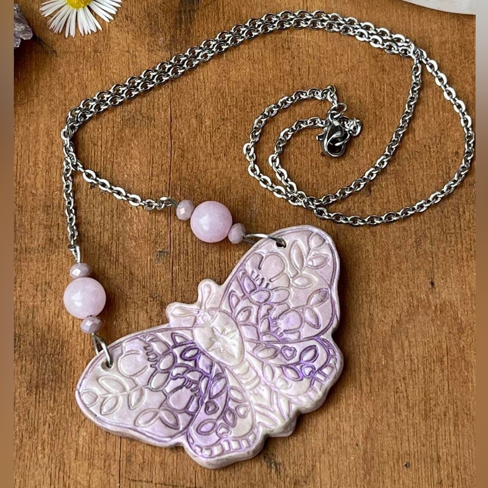 Handcrafted Polymer Clay Mystic Moth Necklace